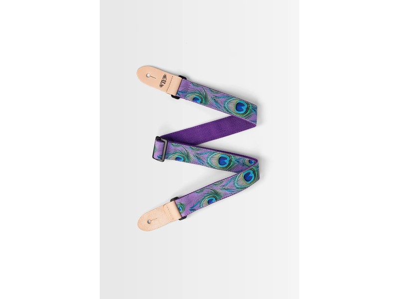 Kala Peacock Print Ukulele Strap - Purple