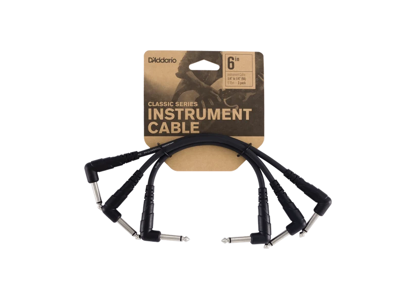 D'Addario Classic Series Patch Cable, 3-pack, 6 inches